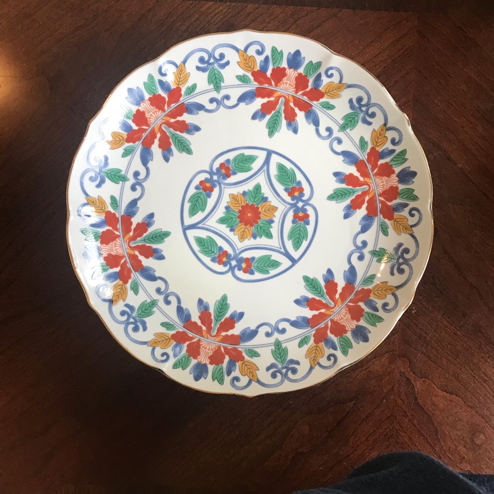 Vintage Polish porcelain hand painted cake plate on stand - Picture 3 of 4